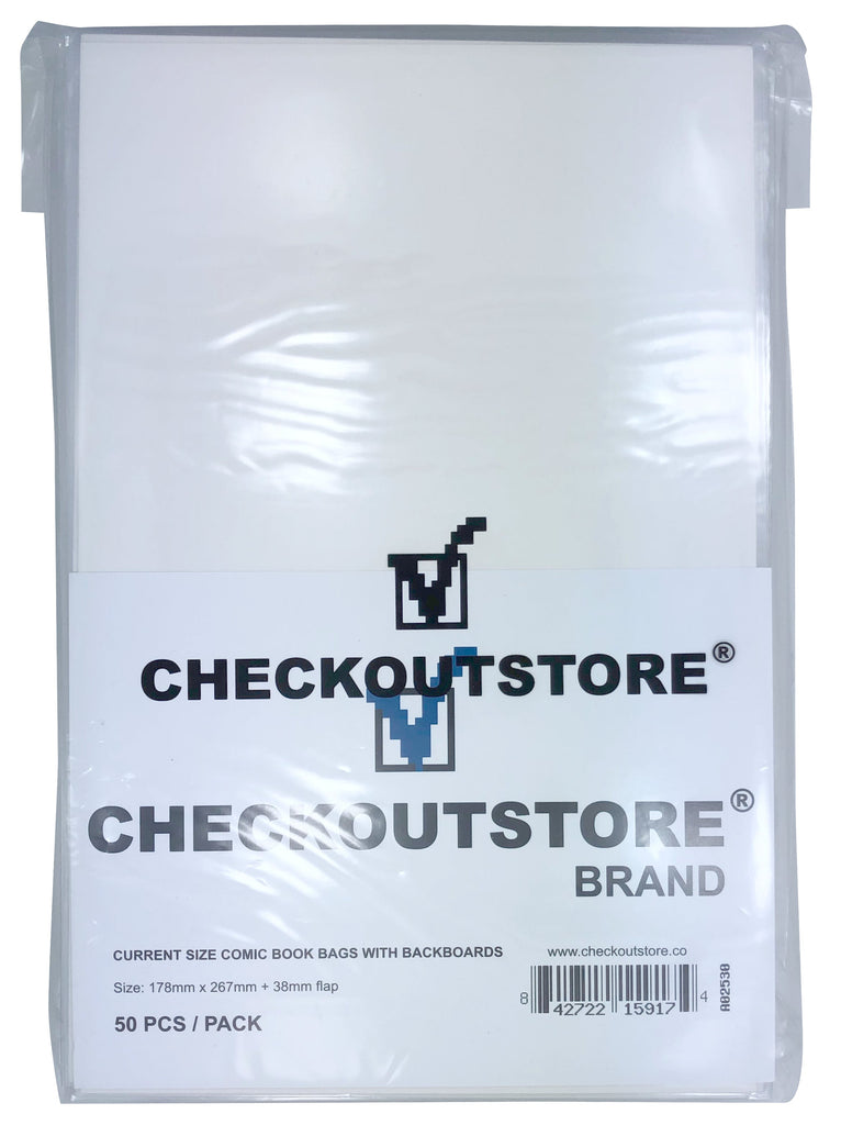 CheckOutStore Comic Supplies CheckOutStore Crystal Clear Current Age Thick Comic Book Bags /w Backing Boards