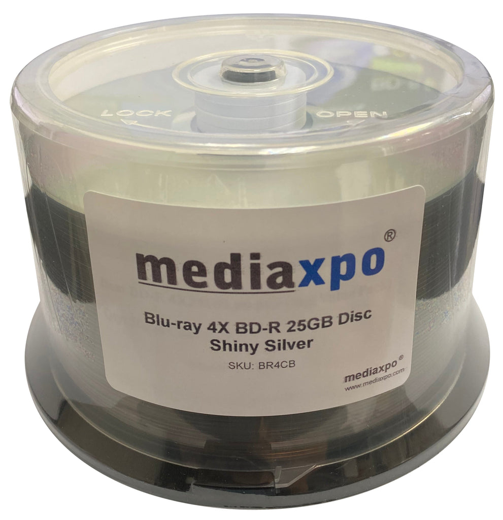 Mediaxpo Blu-ray Media Grade A Blu-ray 4X BD-R 25GB Disc Shiny Silver