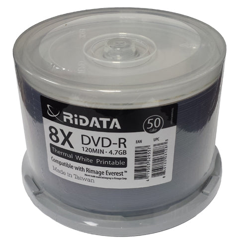 Ritek Ridata Discontinued Ritek Ridata 8X DVD-R 4.7GB White Thermal Hub (Everest Compatible) [Discontinued]