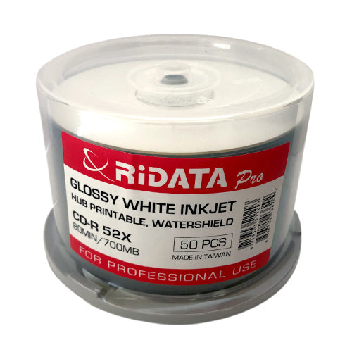 Ritek Ridata Discontinued Ritek Ridata Pro 52X CD-R 80min 700MB Water Shield White Inkjet Hub [Discontinued]