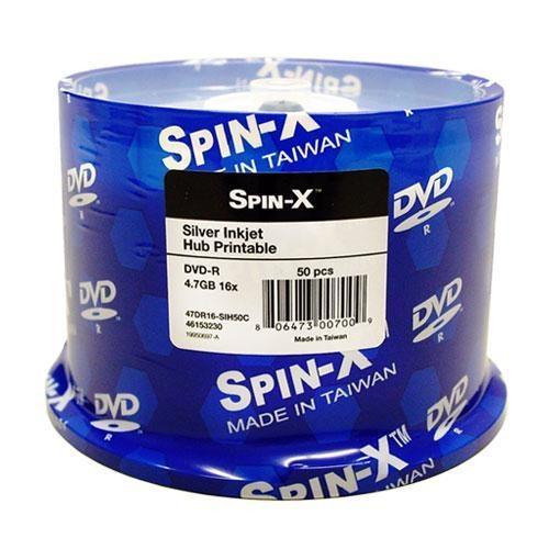 Spin-X DVD-R Media Spin-X 16X DVD-R 4.7GB Silver Inkjet