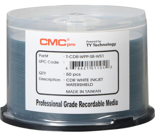 Taiyo Yuden Discontinued CMC Pro Taiyo Yuden 48X CDR (CD-R) 80min 700MB Water Shield White Inkjet Hub Printable [Discontinued]
