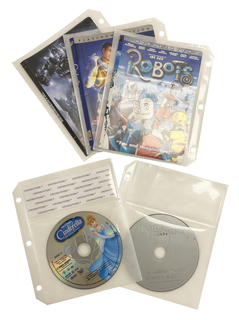 CheckOutStore Plastic Sleeves Black / 50 CD/DVD Half Sheet Storage Binder Filing Sleeve & Booklet