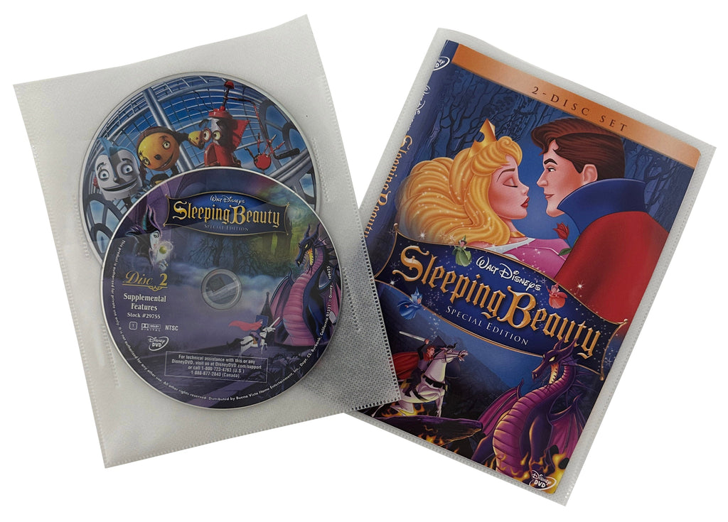 CheckOutStore Plastic Sleeves White / 50 Clear 2 Disc Non Woven CPP Sleeves & DVD Booklet