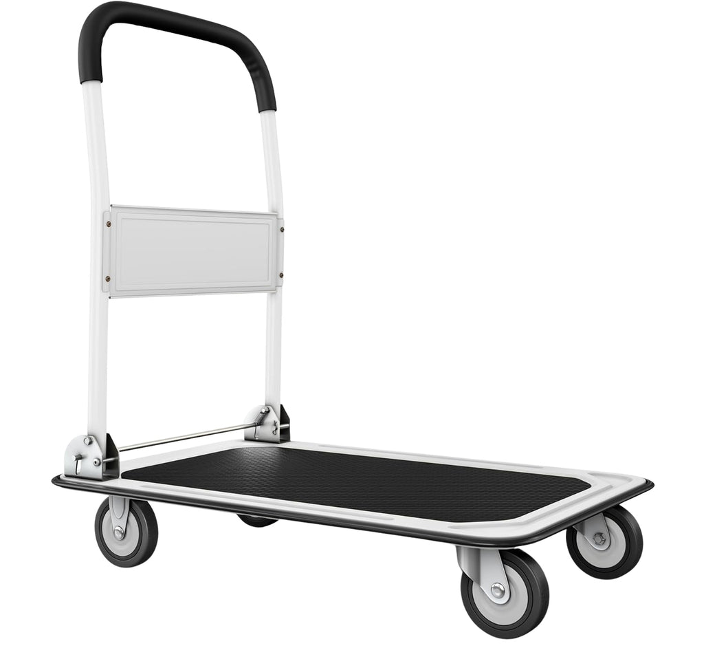 MajorTough Industrial Supplies Heavy-Duty Collapsible Push Cart Dolly - 330 lbs Capacity, Foldable Flatbed Hand Truck with Swivel Handle