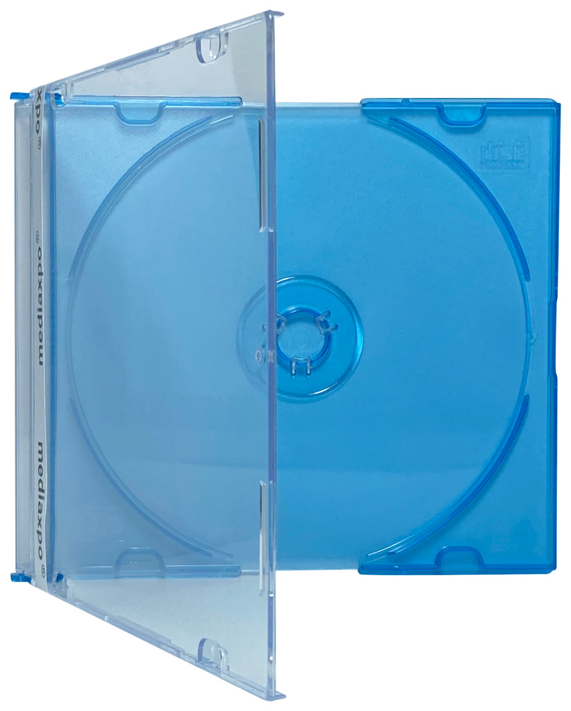 Mediaxpo CD Jewel Cases Clear Blue / 10 SLIM Slimline Color CD Jewel Cases 5.2mm