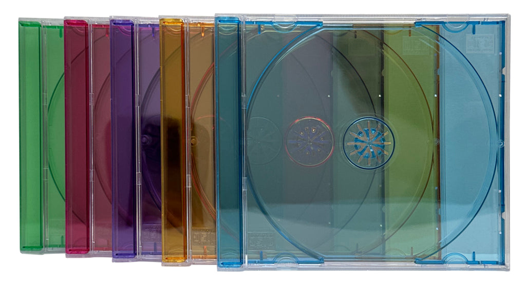 Mediaxpo CD Jewel Cases STANDARD Assorted Clear Color Tray CD Jewel Case