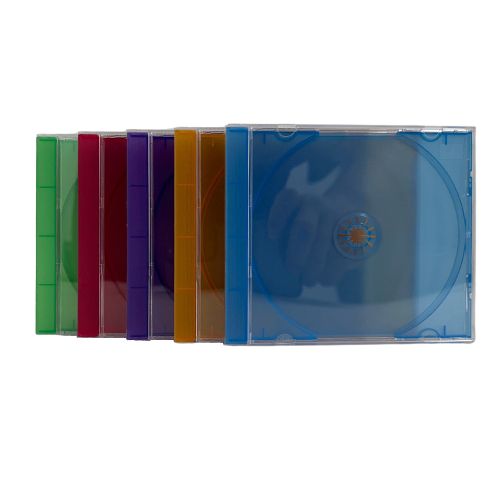 Mediaxpo CD Jewel Cases STANDARD Assorted Frosted Clear Color Tray CD Jewel Case