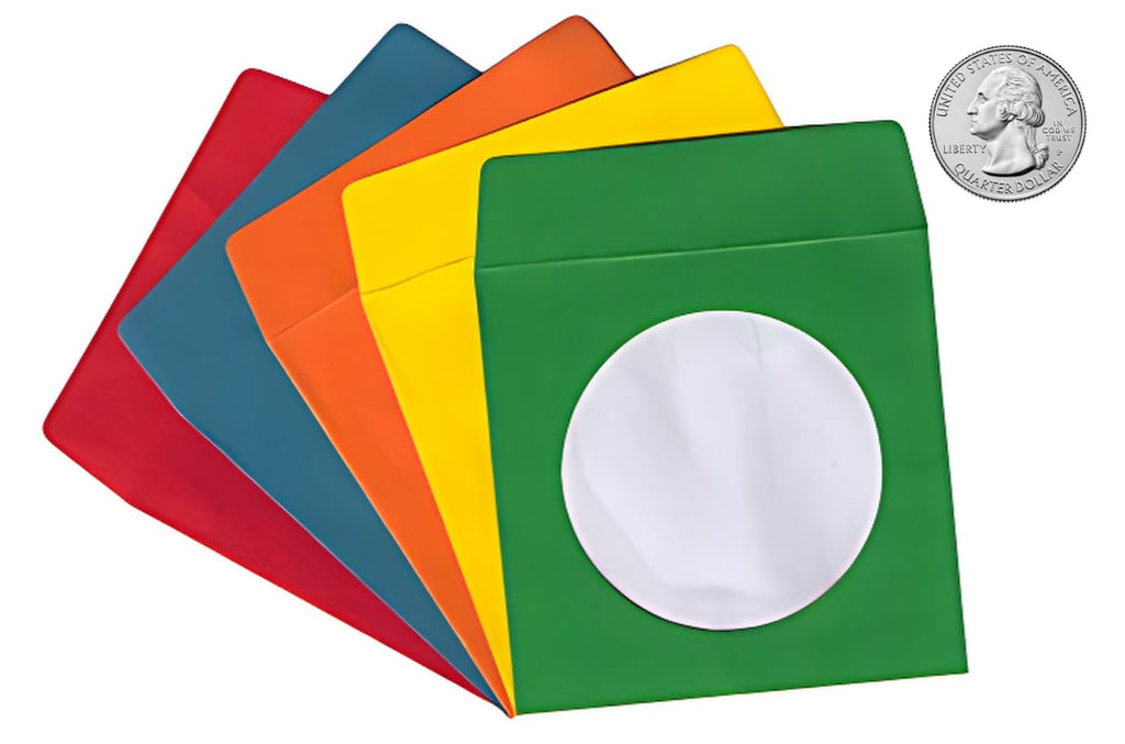 Mediaxpo Mini Paper Sleeves Multicolor / 100 3" Mini Paper CD Sleeves with Window & Flap