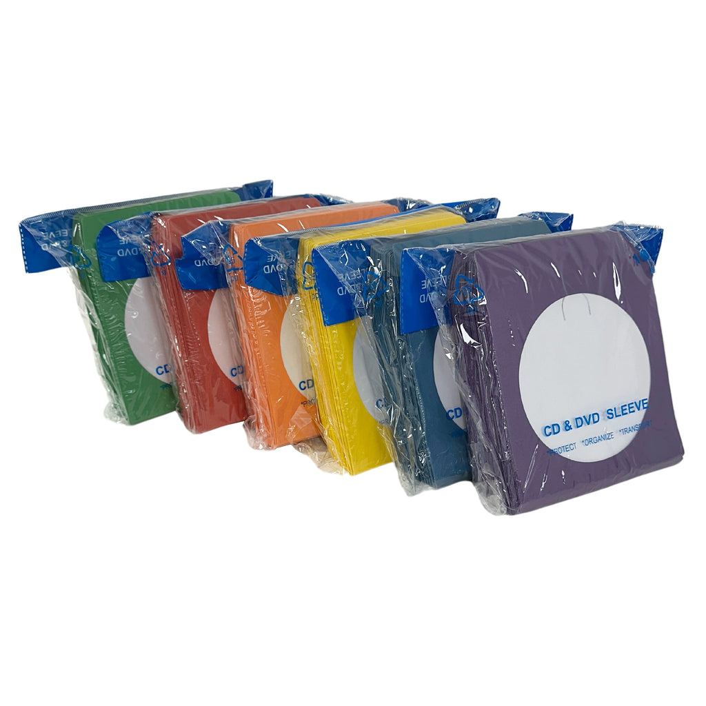 Mediaxpo Paper Sleeves Assorted Color Paper CD Sleeves with Window & Flap