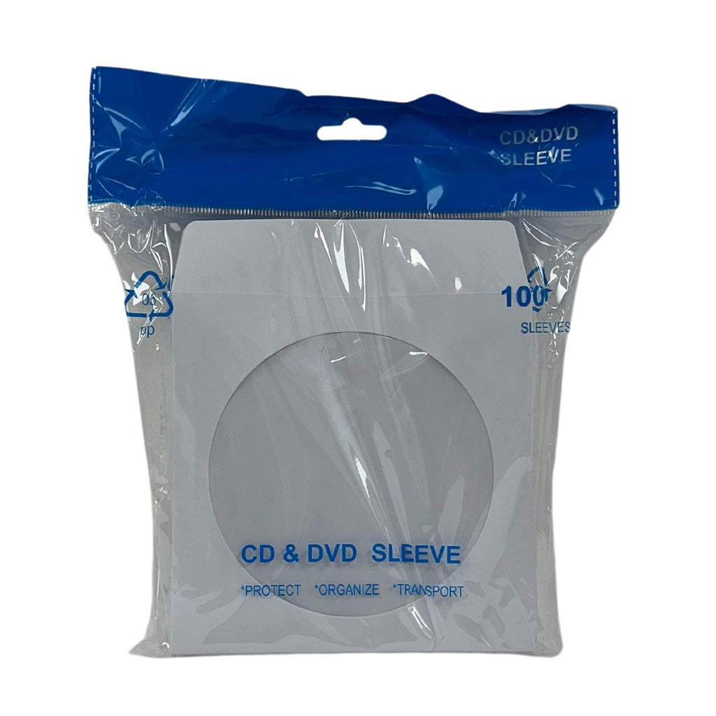 Mediaxpo Paper Sleeves White / 100 Paper CD Sleeves with Window & Flap