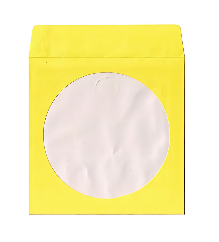 Mediaxpo Paper Sleeves Yellow / 100 Color Paper CD Sleeves with Window & Flap