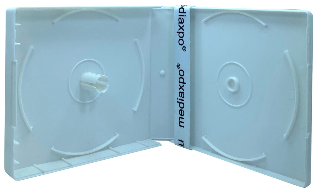 Mediaxpo PP Poly Cases White / 5 CD/DVD Poly Stackable Square Box (Holds Up to 16 Discs)