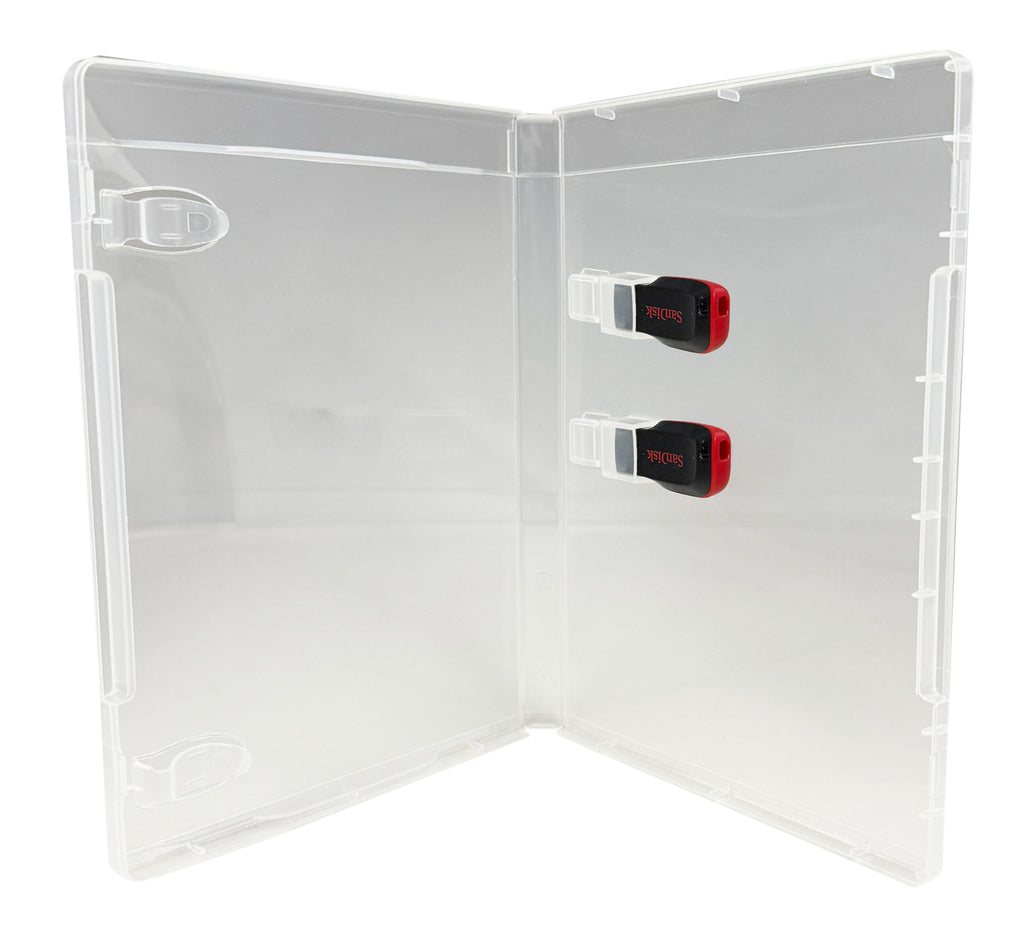 Mediaxpo Storage Cases PREMIUM SUPER Clear Double USB (2) Flash Drive Cases 14MM