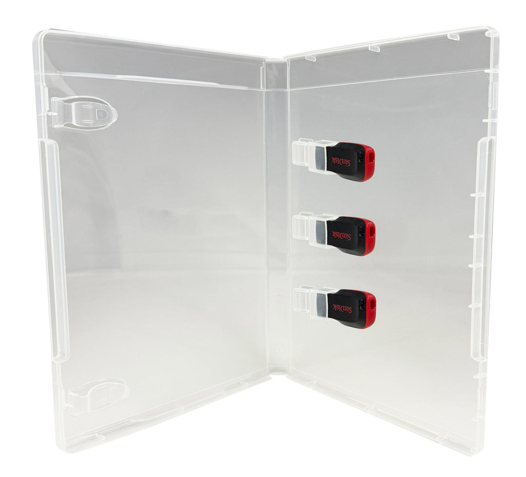 Mediaxpo Storage Cases PREMIUM SUPER Clear Triple USB (3) Flash Drive Cases 14MM
