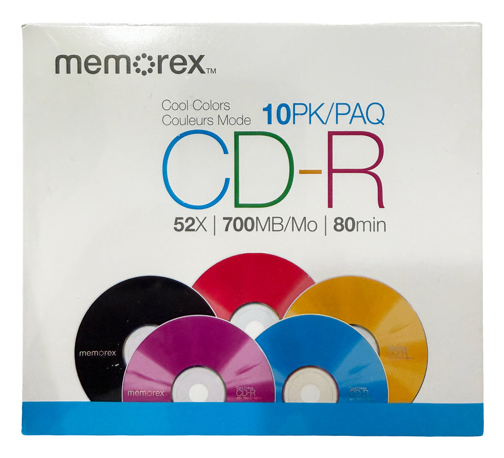 Memorex CD-R Media Memorex Cool Colors 52X CD-R 80min 700MB - Purple, Black, Red, Orange & Blue /w Slim CD Jewel Case
