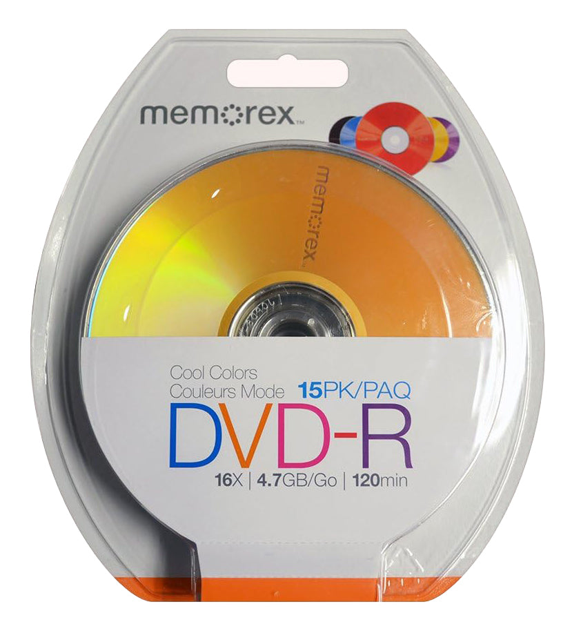 Memorex DVD-R Media Memorex Cool Colors 16X DVD-R 4.7GB - Purple, Black, Red, Orange & Blue (Logo on Top)