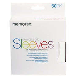 Memorex Paper Sleeves White / 50 Memorex Paper CD Sleeves with Window & Flap