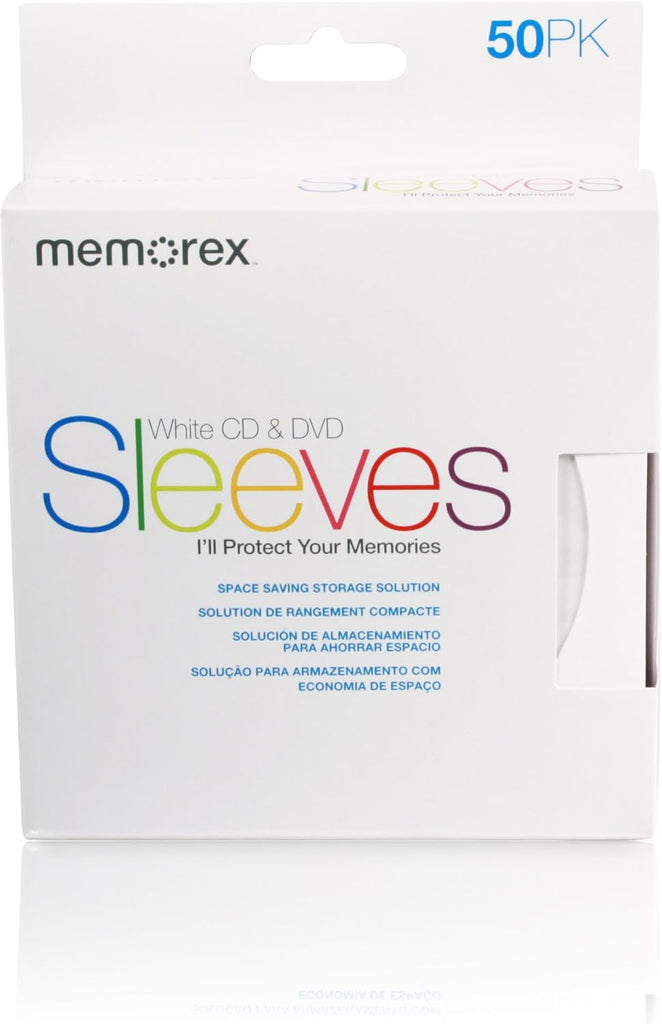 Memorex Paper Sleeves White / 50 Memorex Paper CD Sleeves with Window & Flap
