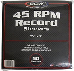 BCW Discontinued BCW Paper Record Sleeves 45 RPM - Square Corners - With Hole [Discontinued]