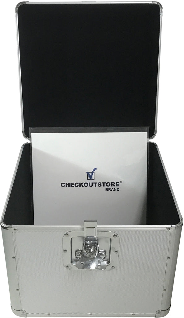 CheckOutStore Aluminum Storage Boxes Silver CheckOutStore Aluminum 12" LP Vinyl Record Storage Box (Holds 100 Records)