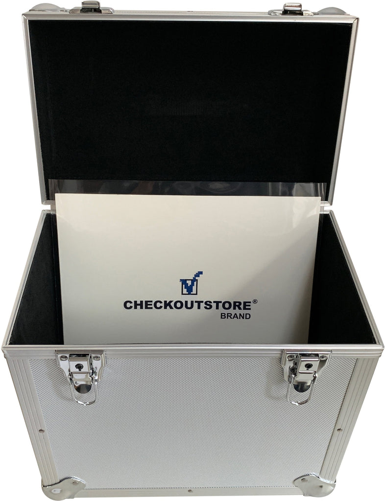 CheckOutStore Aluminum Storage Boxes Silver CheckOutStore Aluminum 12" LP Vinyl Record Storage Box (Holds 50 Records)