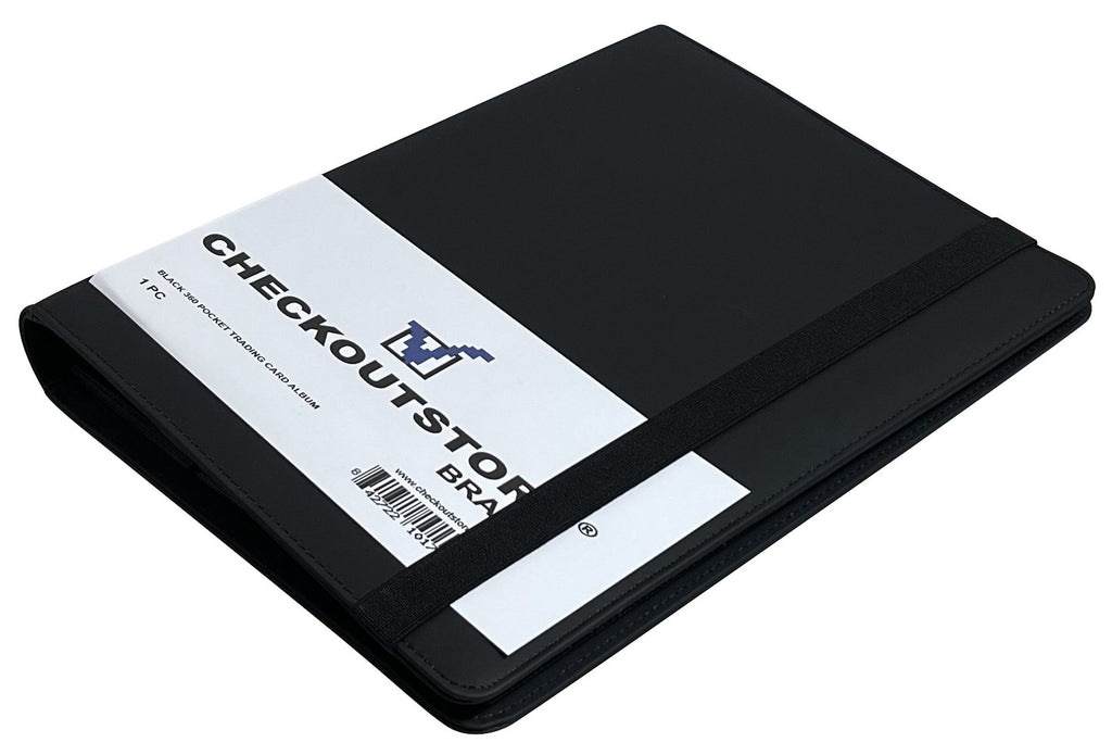 CheckOutStore Card Holders Black Leather Album /w 9 Pocket Trading Card Page Protectors (Holds 360 Cards)