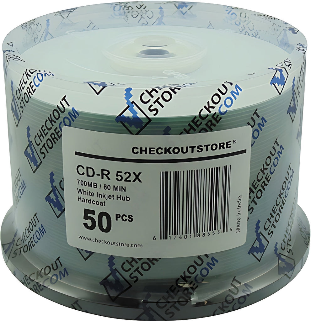 CheckOutStore CD-R Media CheckOutStore 52x CD-R 80min 700MB ARCHIVAL Hard Coat White Inkjet Hub
