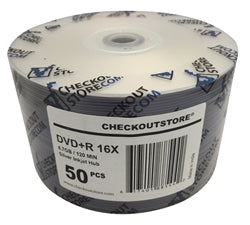 CheckOutStore DVD+R Media CheckOutStore 16X DVD+R 4.7GB Silver Inkjet Hub Printable (Shrink Wrap)