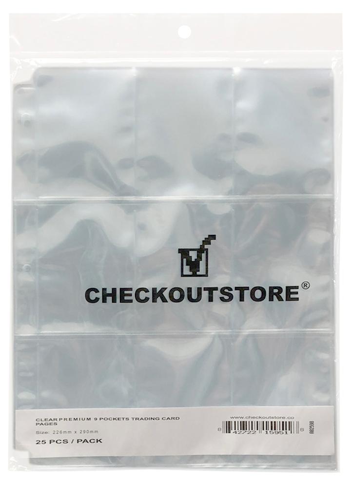 CheckOutStore Page Protectors Clear 9 Pocket Trading Card Page Protectors (Holds 18 Cards Back to Back)
