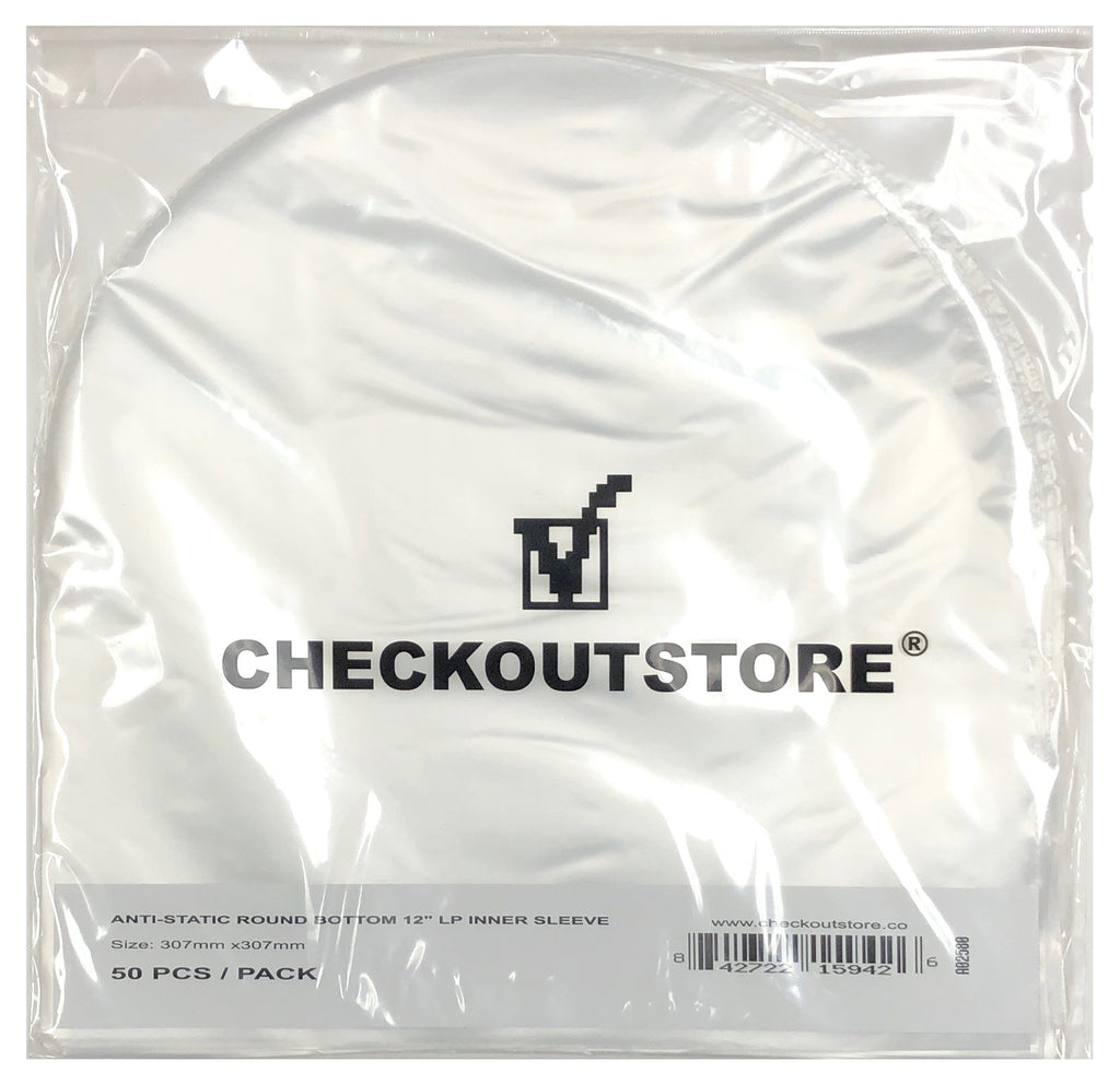 CheckOutStore Anti Static Round Bottom Semi-transparent for 12" LP Vinyl 33 RPM (Inner Sleeves)