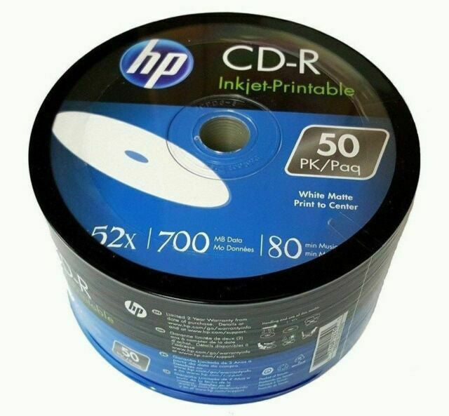 HP Discontinued HP 52x CD-R 80min 700MB White Inkjet Hub [Discontinued]