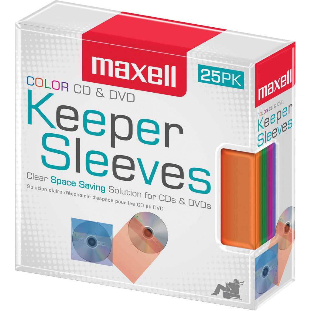 Maxell Plastic Sleeves Maxell CD/DVD Assorted Colors Keeper Sleeves
