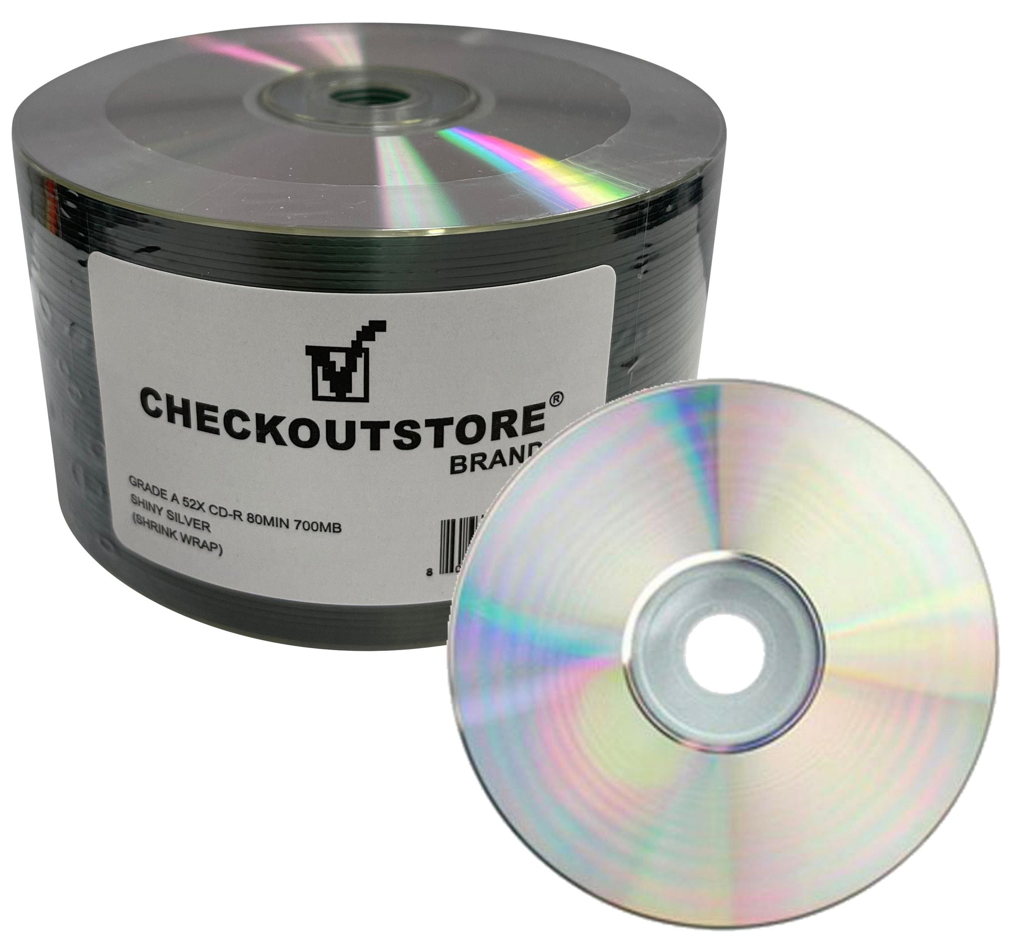 Grade A 52x CD-R 80min 700MB Shiny Silver (Shrink Wrap) – CheckOutStore.com