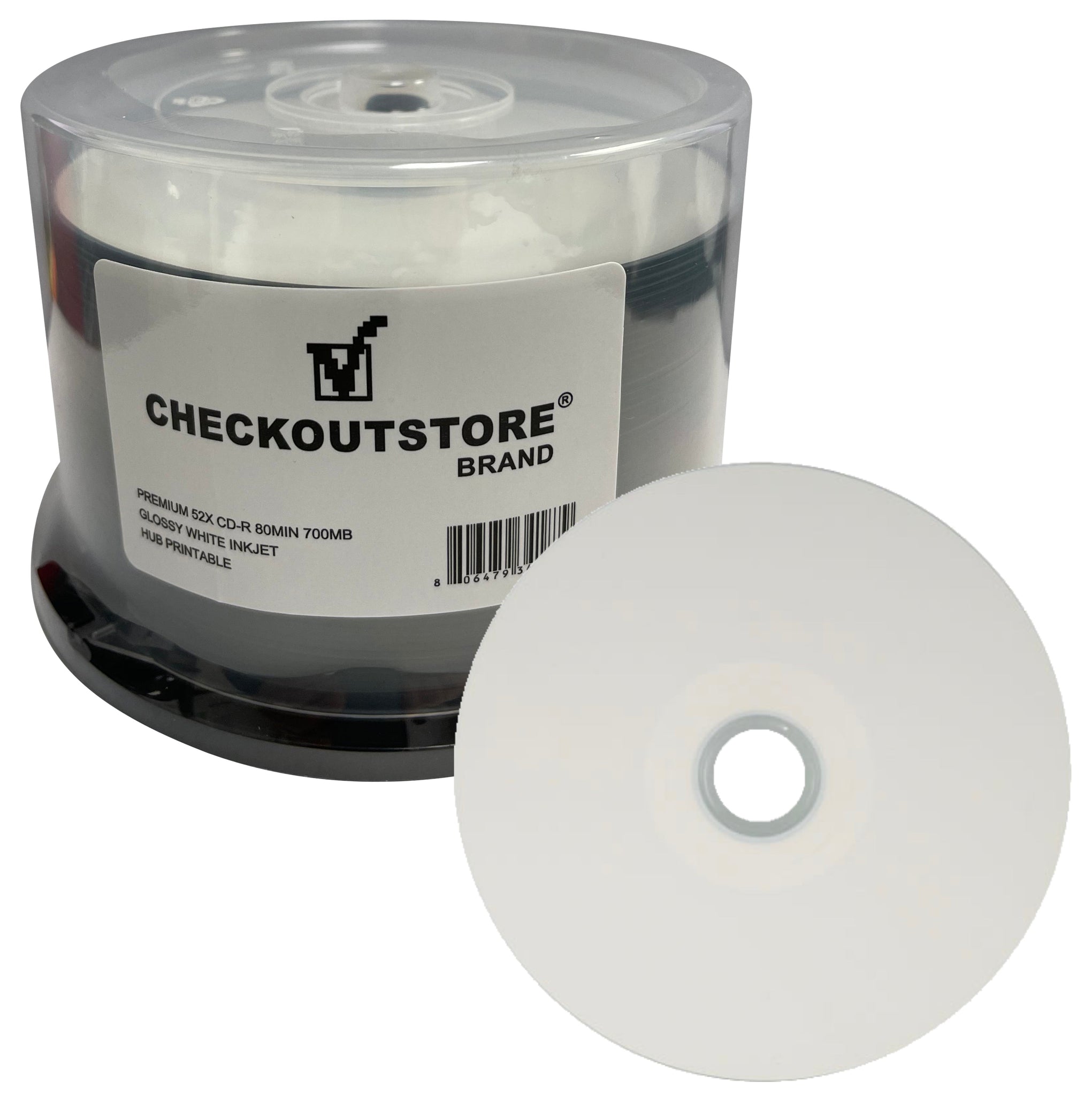 Premium 52X CD-R 80min 700MB GLOSSY White Inkjet Hub Printable ...