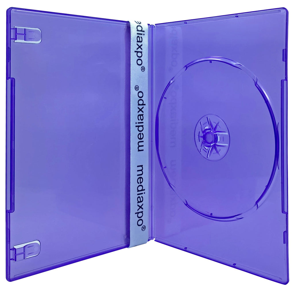 Mediaxpo DVD Cases Clear Purple / 10 SLIM Clear Color Single DVD Cases 7MM