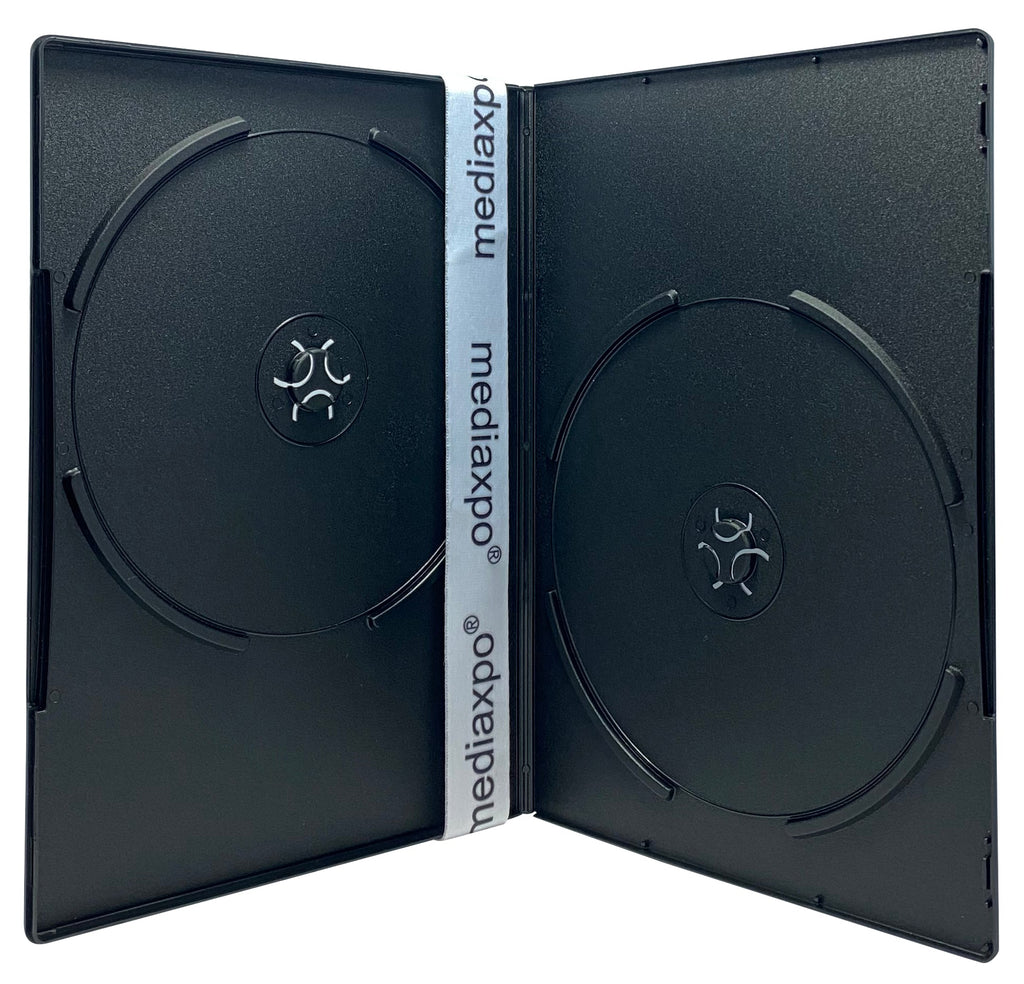 Mediaxpo DVD Cases PREMIUM SLIM Black Double DVD Cases 7MM (100% New Material)