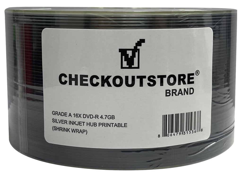 Grade A 16X DVD-R 4.7GB Silver Inkjet Hub Printable (Shrink Wrap ...