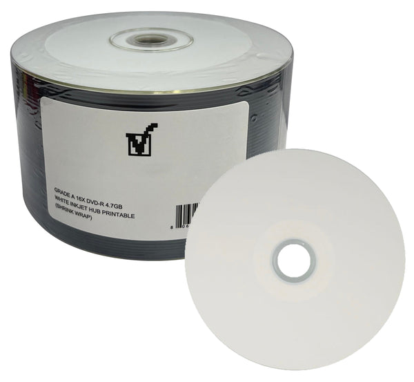 Grade A 16X DVD-R 4.7GB White Inkjet Hub Printable (Shrink Wrap ...