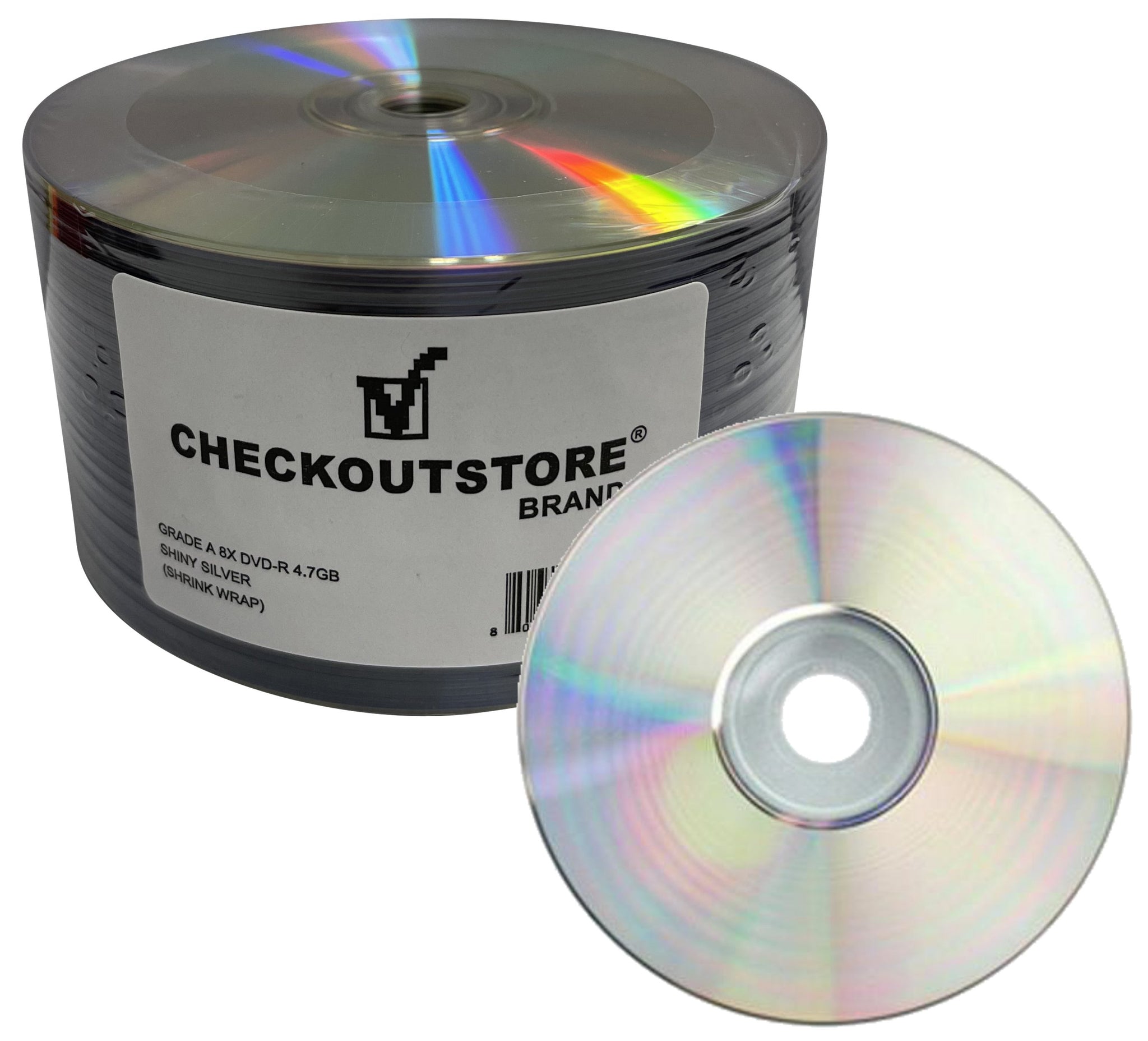 Grade A 8X DVD-R 4.7GB Shiny Silver (Shrink Wrap) – CheckOutStore.com