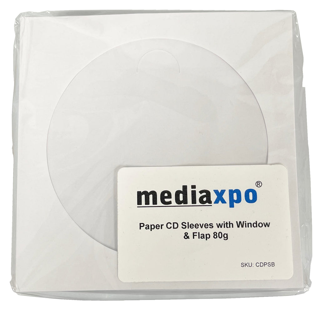 Mediaxpo Paper Sleeves Paper CD Sleeves with Window & Flap 80g