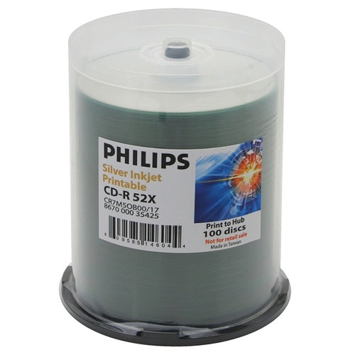 Philips Discontinued Philips 52x CD-R 80min 700MB Silver Inkjet Hub in Cake Box [Discontinued]