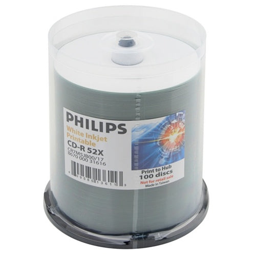 Philips Discontinued Philips 52x CD-R 80min 700MB White Inkjet Hub in Cake Box [Discontinued]