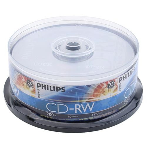 Philips Discontinued Philips CD-RW 4X-12X 80Min/700MB (Philips Logo on Top) [Discontinued]
