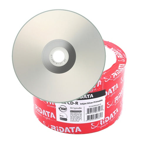 Ritek Ridata Discontinued Ritek Ridata 52X CD-R 80min 700MB Silver Inkjet Hub Printable [Discontinued]