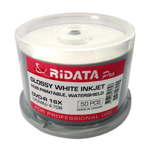 Ritek Ridata DVD-R Media Ritek Ridata Pro 16X DVD-R 4.7GB Water Shield White Inkjet Hub Printable