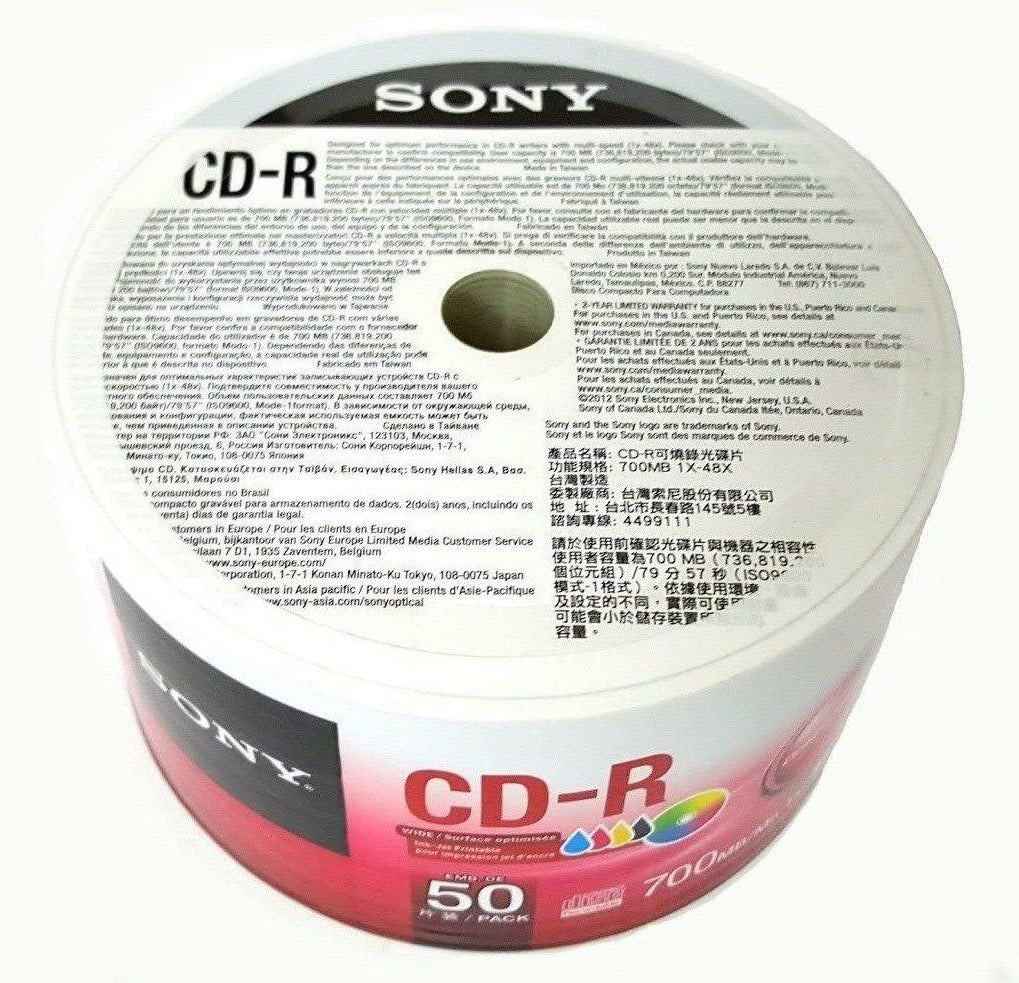 Sony 48x CD-R 80min 700MB White Inkjet Hub [Discontinued ...