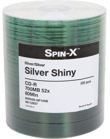 Spin-X CD-R Media Spin-X 52x CD-R 80min 700MB Shiny Silver