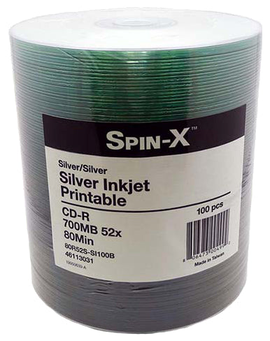 Spin-X 52x CD-R 80min 700MB Silver Inkjet Printable [Discontinued ...