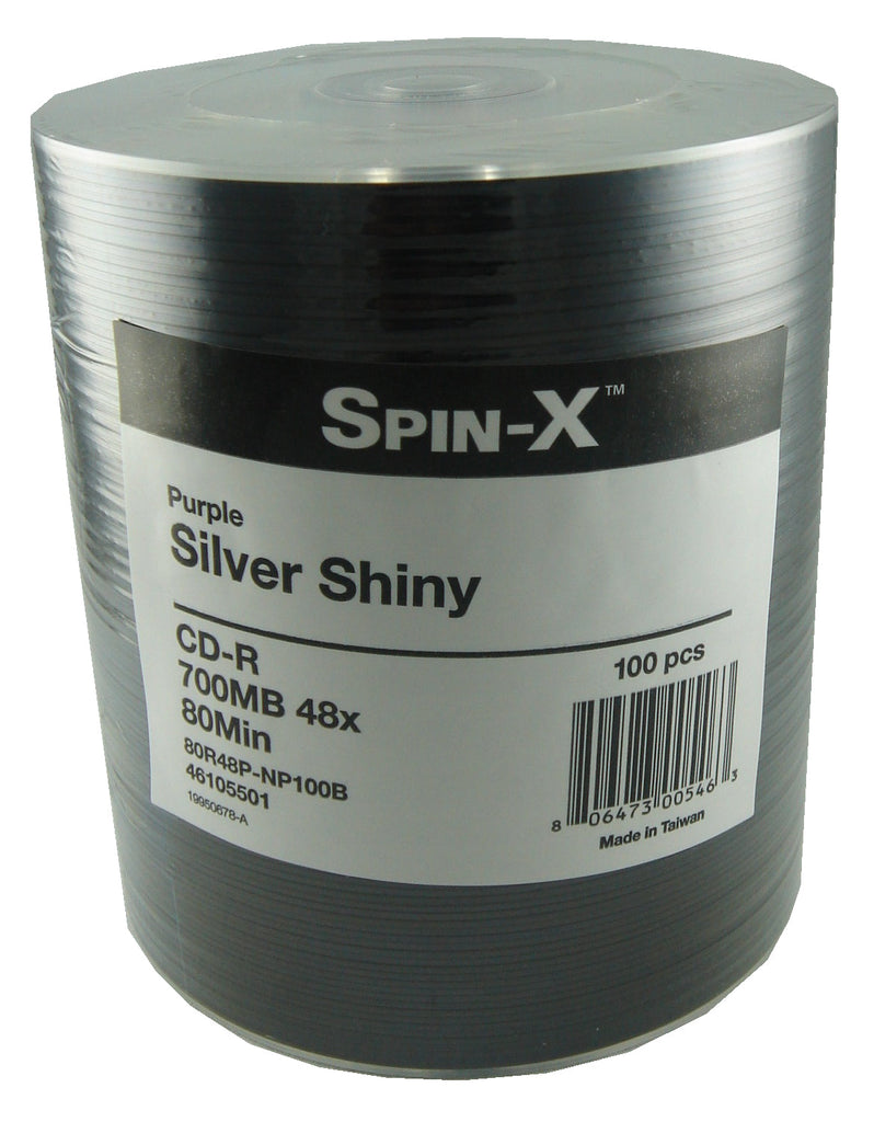 Spin-X 48X Purple Bottom CD-R 80min 700MB Shiny Silver